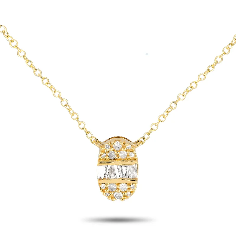 Soft silk necklaces-Yellow Gold 0.13ct Diamond Necklace PN15563 Length 16 Inch