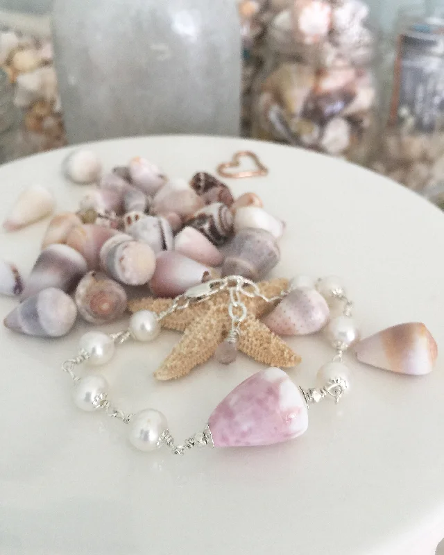 Light bead bangles-Pink Wailea Cone Shell Bracelet