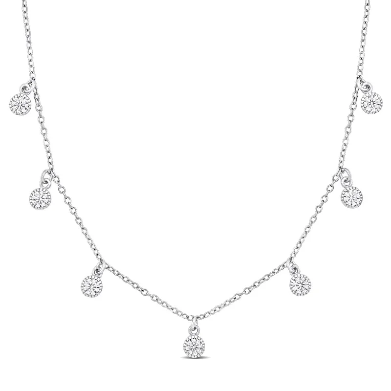 Aged charm necklaces-Miadora Created White Sapphire Necklace in Sterling Silver