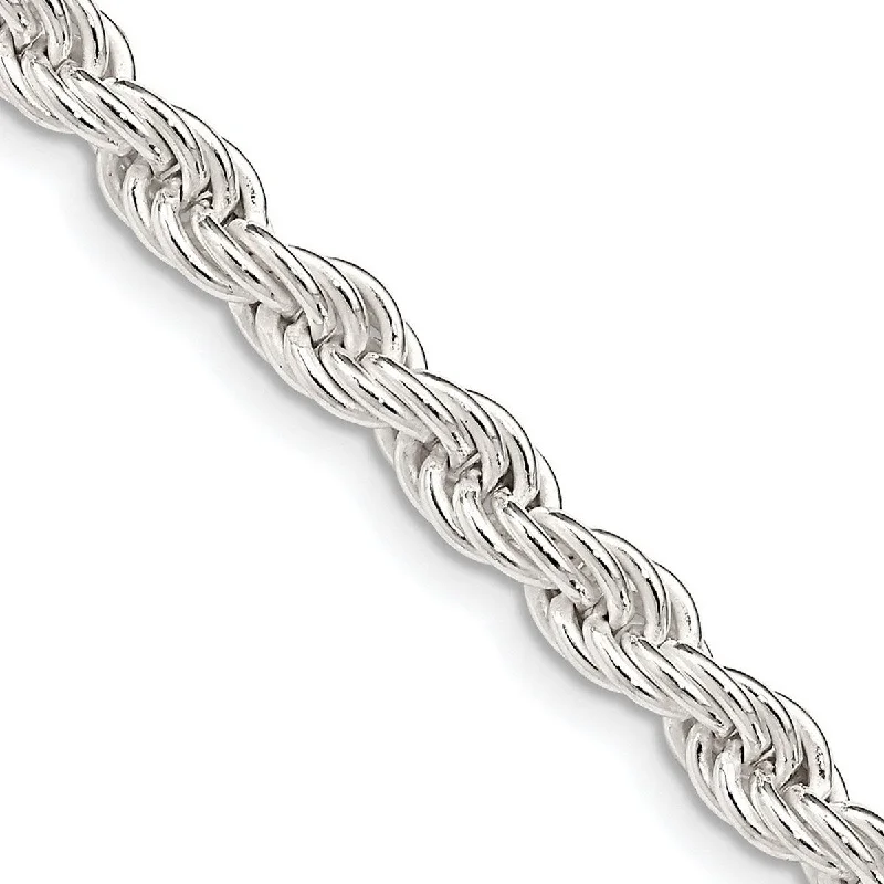 Bamboo braid necklaces-Curata 925 Sterling Silver 5.0mm Solid Rope Chain Necklace for Men