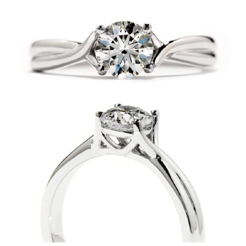 Cord edge engagement rings-0.72ct Simply Bridal Twist Diamond Solitaire Platinum Ring