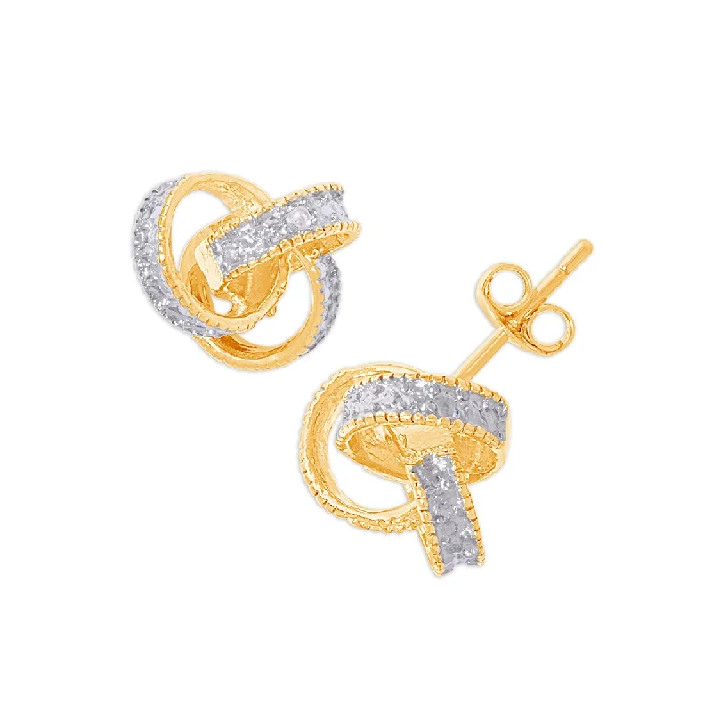 Matte texture earrings-Victoria Townsend .925 Diamond Accent Love Knot Stud Earring