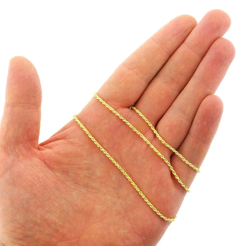 Silk fringe necklaces-14K Yellow Gold Over Silver 2MM Rope Diamond-Cut Braided Twist .925 Necklace Chain, Gold Chain for Men & Women, Made in Italy