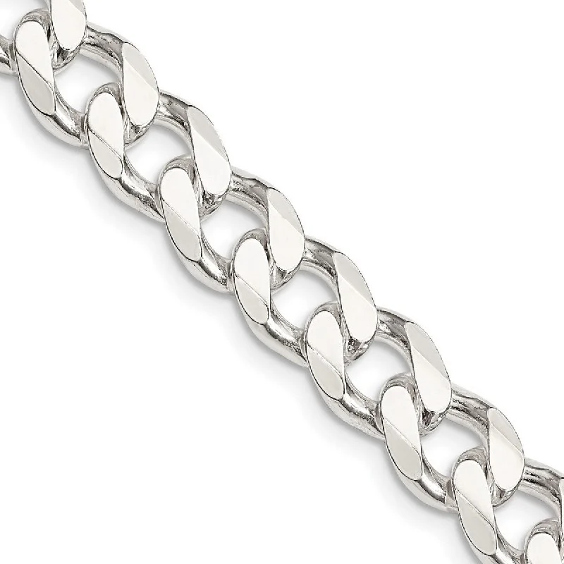 Fine thread necklaces-Curata 925 Sterling Silver Solid 9mm Curb Chain Necklace for Men