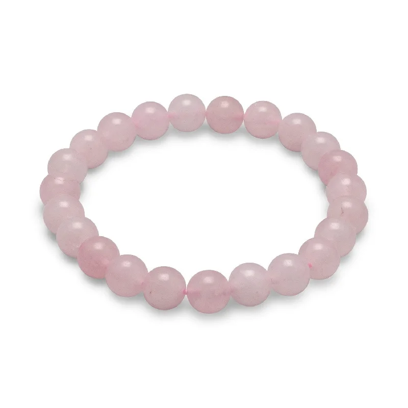 Tiny wing bangles-Rose Quartz Bead Stretch Bracelet