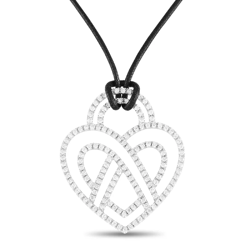 Thai style necklaces-Poiray White Gold 3.75ct Diamond Heart Necklace PPC8952 Length 36 Inch