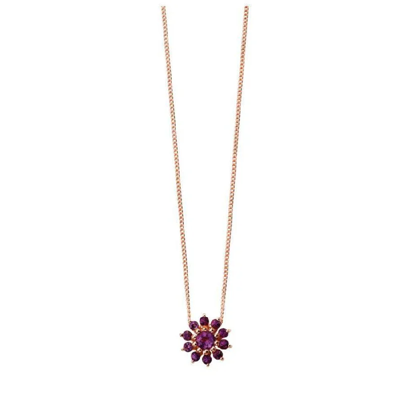 Woven cord engagement rings-9ct Rose Gold Amethyst Flower Cluster Pendant