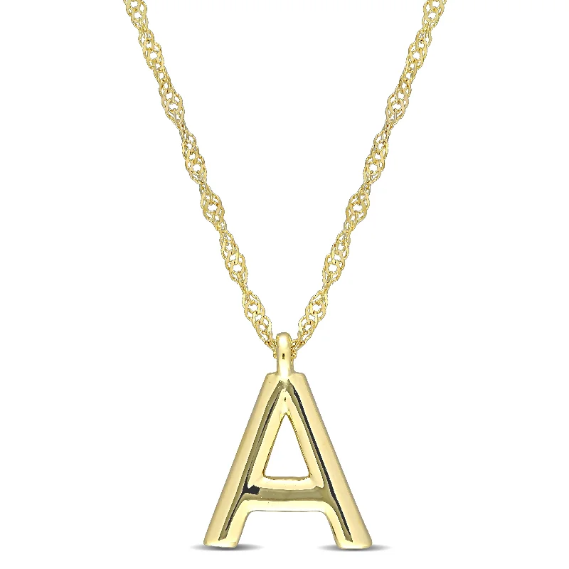 Crystal-twisted necklaces-Miadora 14k Yellow Gold A Initial Necklace - 11.3 mm x 17 inch x 8.4 mm - 11.3 mm x 17 inch x 8.4 mm