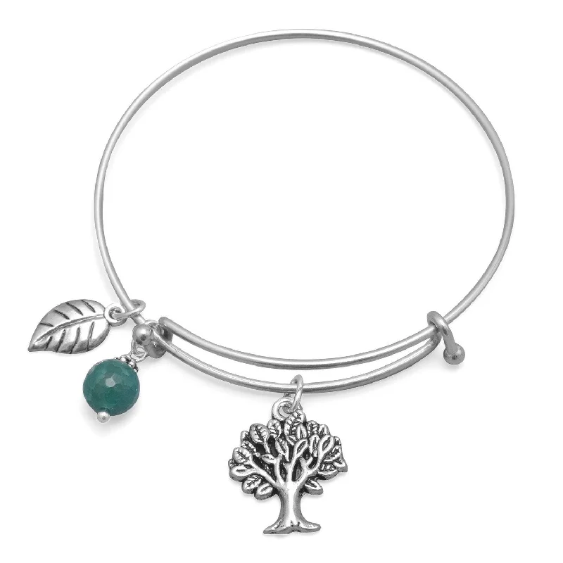 Birch grain bangles-Expandable Tree Charm Fashion Bangle Bracelet