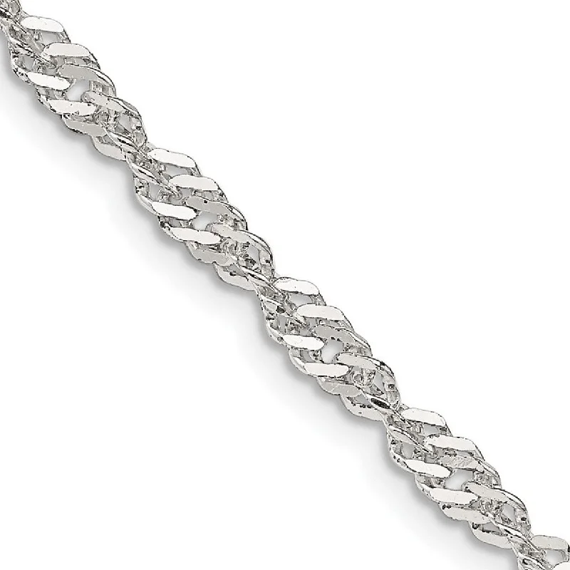 Twisted knot necklaces-Curata 925 Sterling Silver 3.5mm Singapore Chain Necklace (Lobster)