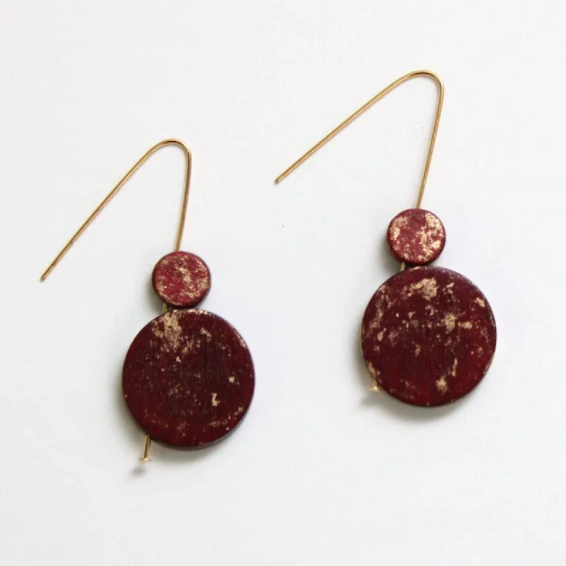 Curved design earrings-Burgundy Speckled Calla Earring