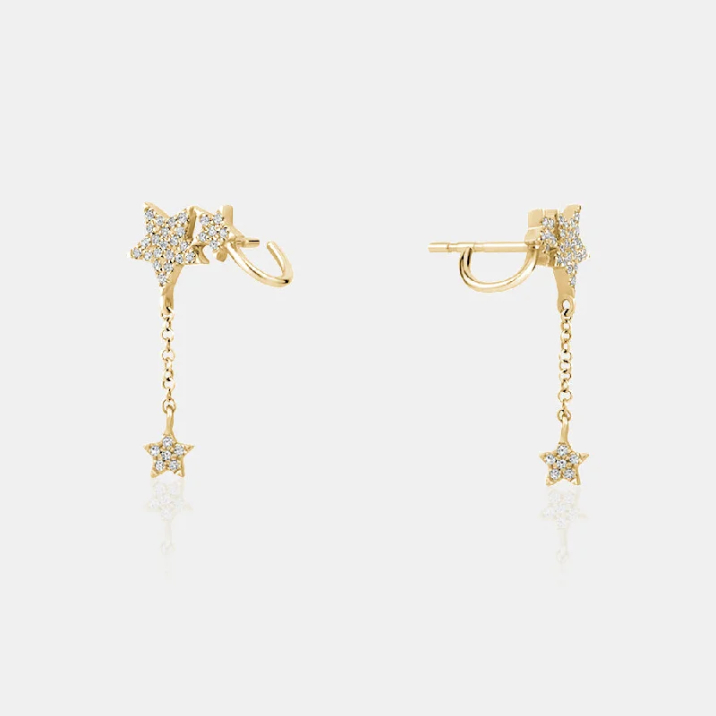 Cultured pearl earrings-Star Dropper Earrings