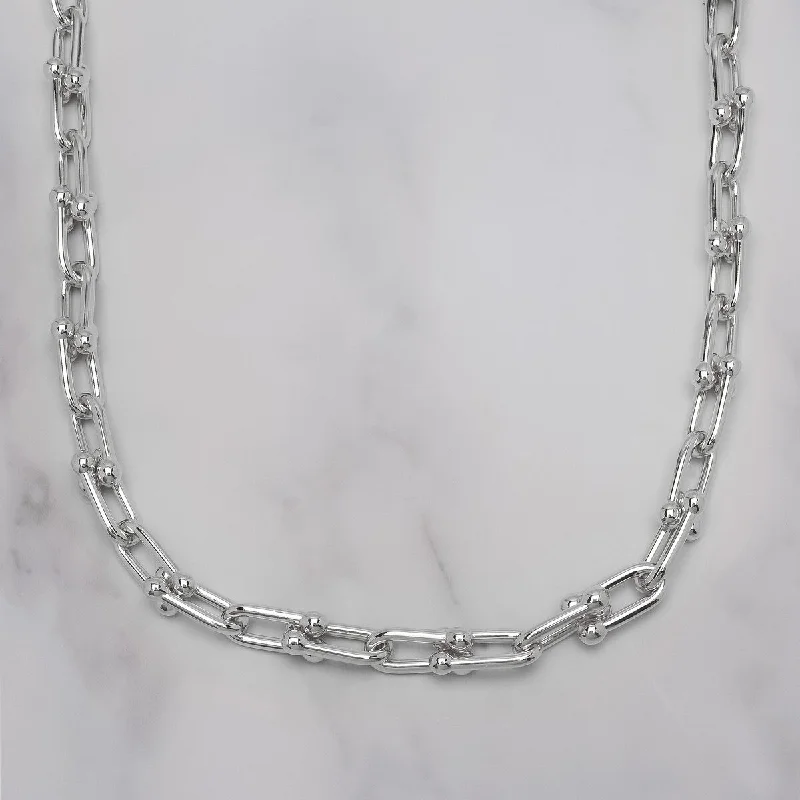 Victorian style necklaces-Victoria Townsend Silver Plated Thick Ball Paperclip Link Chain Necklace