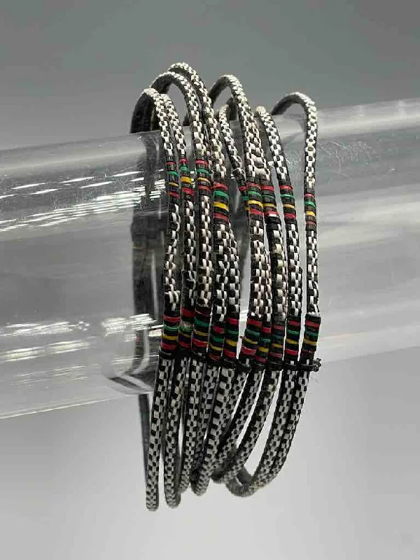 Slanted design bangles-Wide Finest Design Recycled Plastic Bracelet - Black & White