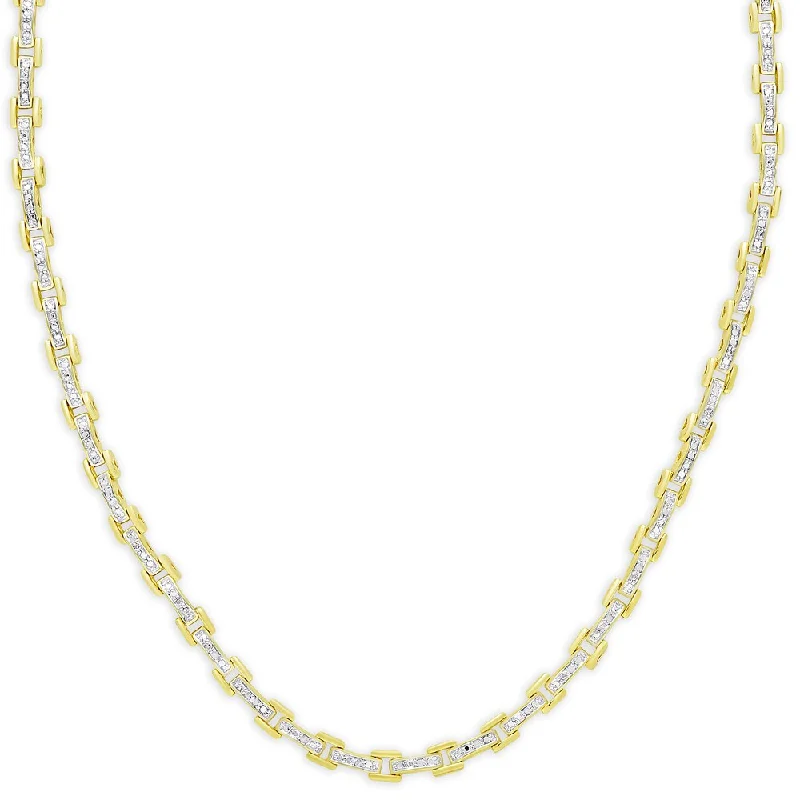 Topaz necklaces-Finesque Gold Over Silver 1/10 Ct TDW Diamond Box Link Necklace