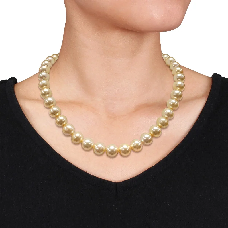 Glittering crystal necklaces-Miadora 14-16.5mm Golden South Sea Cultured Graduated Necklace in 14k Yellow Gold