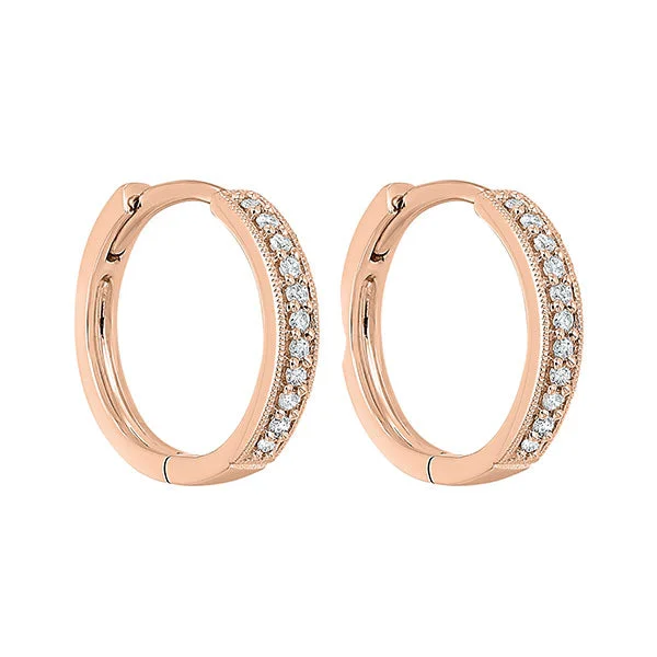 Polished disc earrings-14KT ROSE GOLD DIAMOND (1/6CTW) EARRING