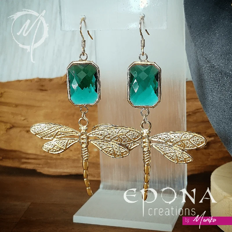 Fox charm earrings-Dragonfly earrings in gold