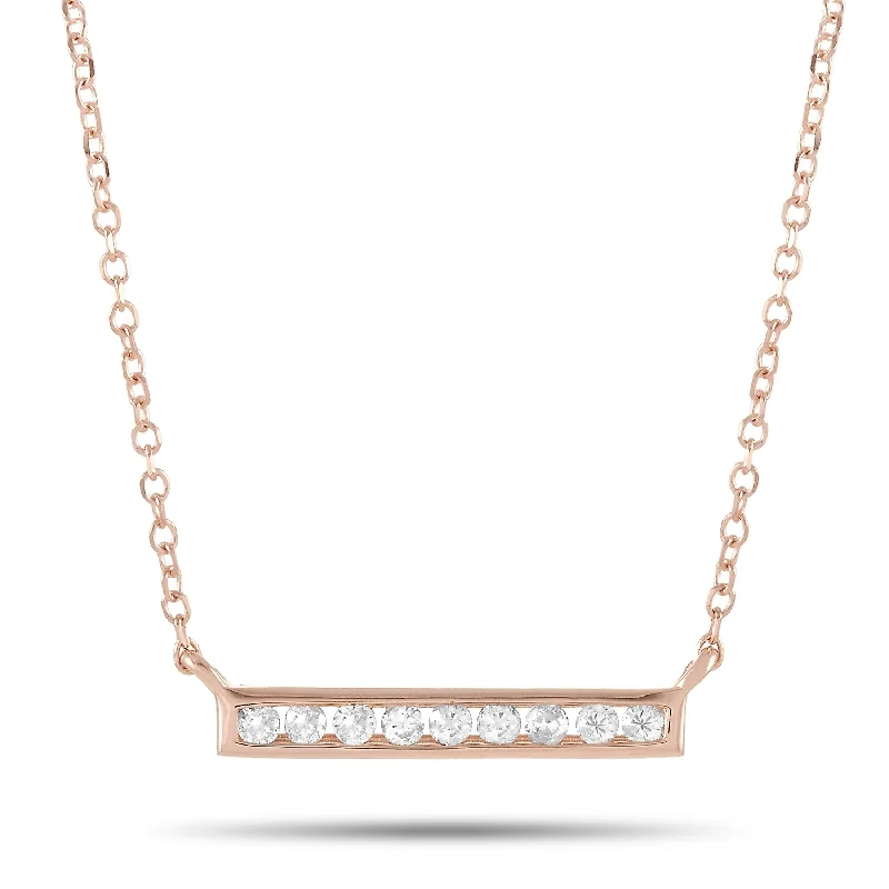 Swirl design necklaces-Rose Gold 0.10 ct Diamond Pendant Necklace ANK-15806R Length 15 Inch