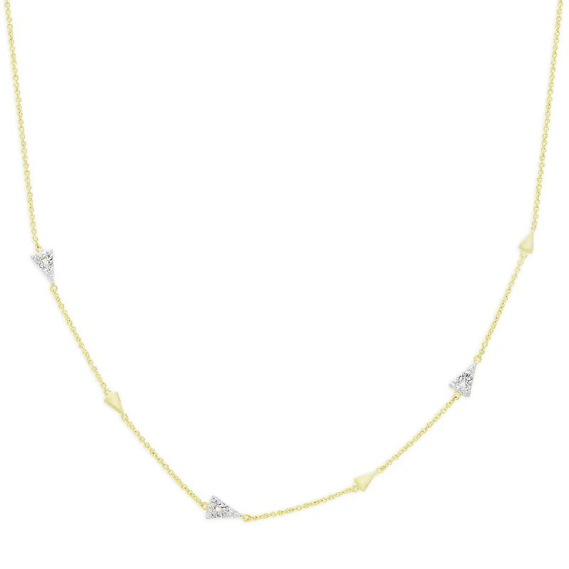 Dual gem necklaces-Finesque Gold Over Stelring Silver 1/10ct TDW Diamond Triangle Link Necklace