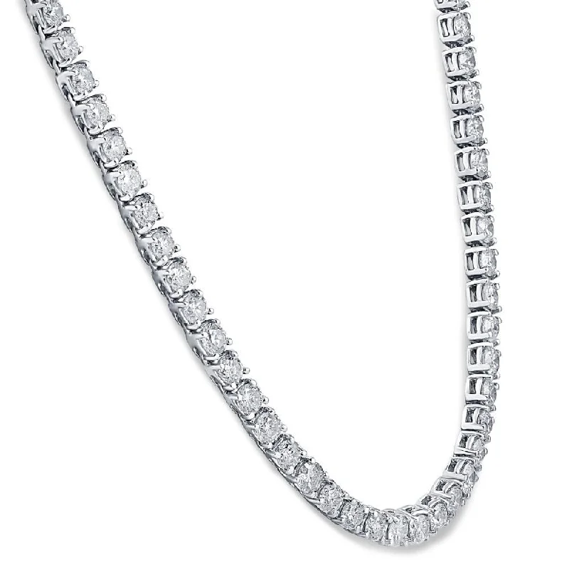 Light wood necklaces-8Ct TW Natural Diamond Tennis Necklace White Gold 18"