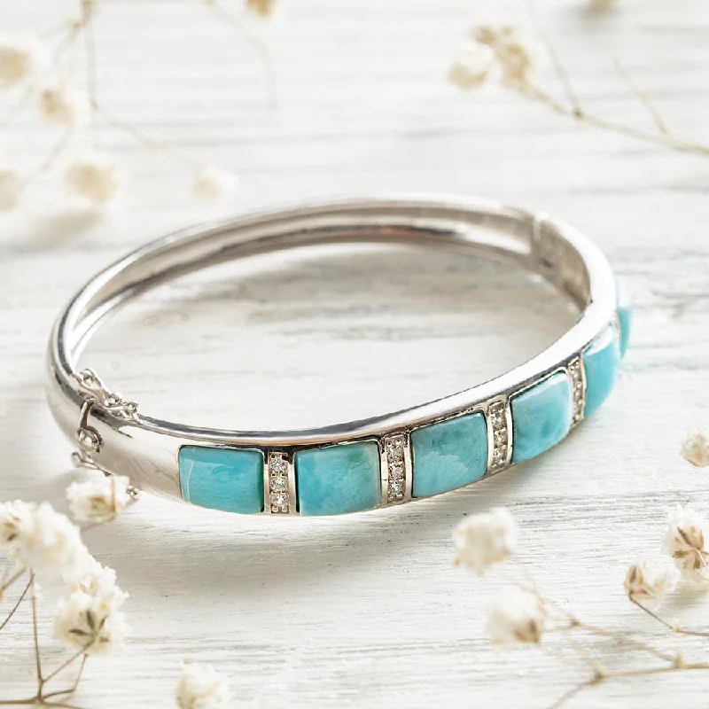 Chunky cuff bangles-Larimar Ocean Bracelet