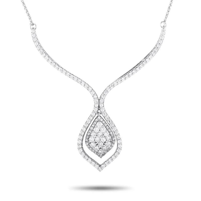 Bead weave necklaces-White Gold 1.50ct Diamond Necklace PN15331 Length 16 Inch