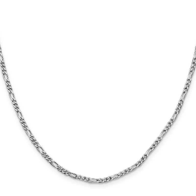 Dove feather necklaces-Curata 925 Sterling Silver Rhodium 2.5mm Figaro Chain Necklace (Lobster)