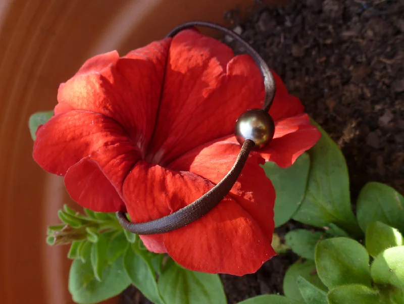 Antique silver bangles-Bracelet homme perle de tahiti sur cuir australien bracelet minimaliste veritable perle