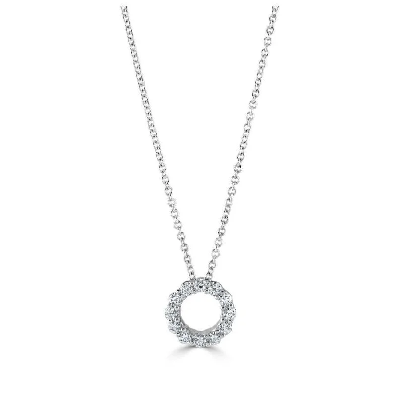 Dual-tone engagement rings-18ct White Gold Diamond Set Open Circle Pendant