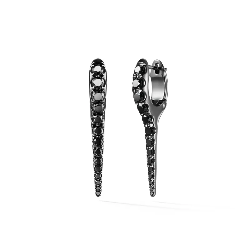 Swirl drop earrings-LOLA NEEDLE EARRING Small (Black Diamond)