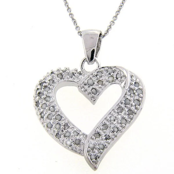 Onyx gem necklaces-Finesque Sterling Silver 1/2ct TDW Diamond Heart Necklace (J-K, I3)