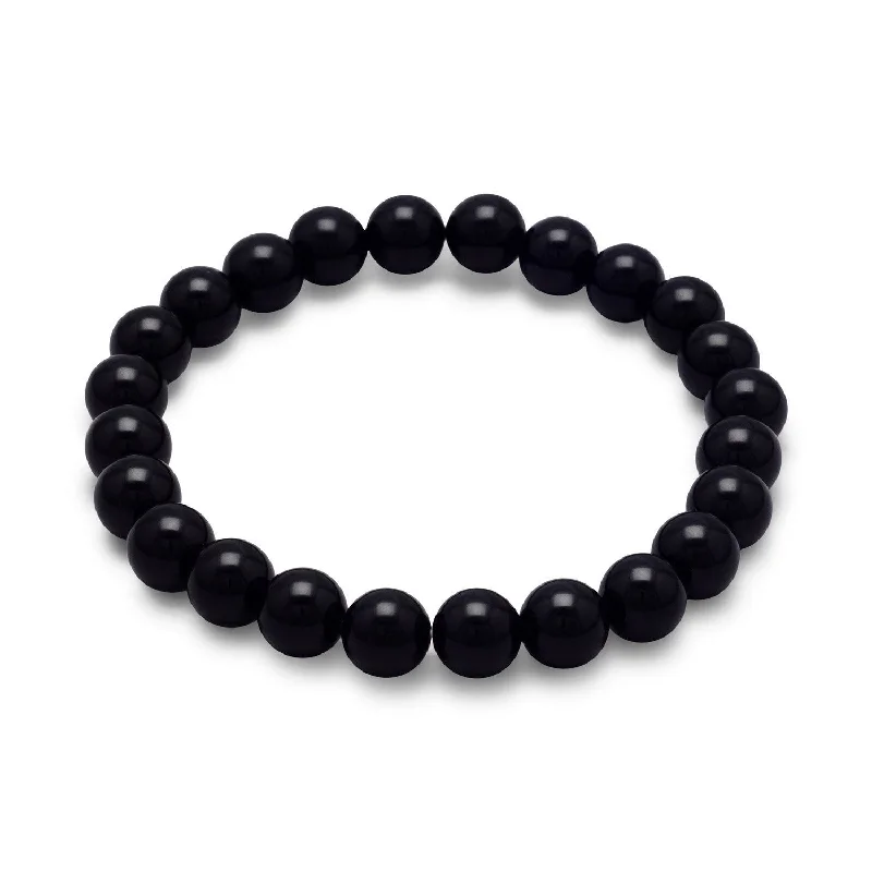 Bead row bangles-Black Onyx Bead Stretch Bracelet