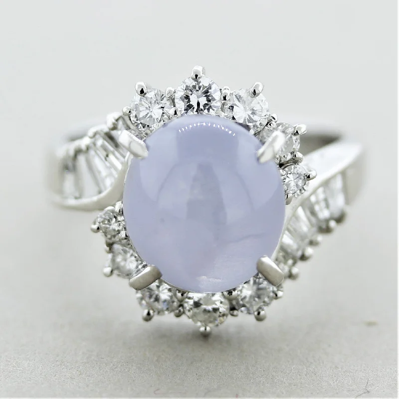 Vintage flair rings-Star Sapphire Diamond Platinum Ring