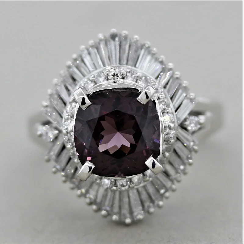 Dual-metal rings-Spinel Diamond Platinum Cocktail Ring