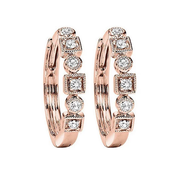 Aquamarine earrings-10KT ROSE GOLD DIAMOND (1/8CTW) EARRING