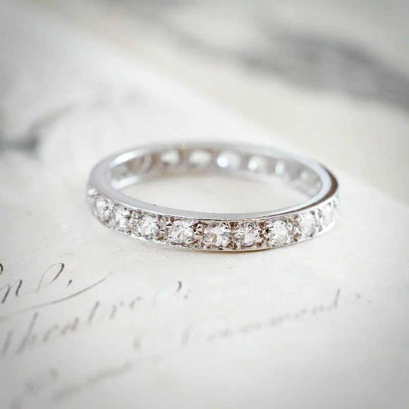 Tiered design rings-Vintage Size 'R' White Gold & Paste Full Eternity Ring