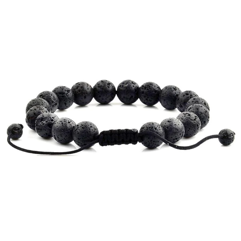 Tiny pearl bangles-CRUCIBLE MEN'S 10MM NATURAL LAVA STONE BEAD ADJUSTABLE BRACELET