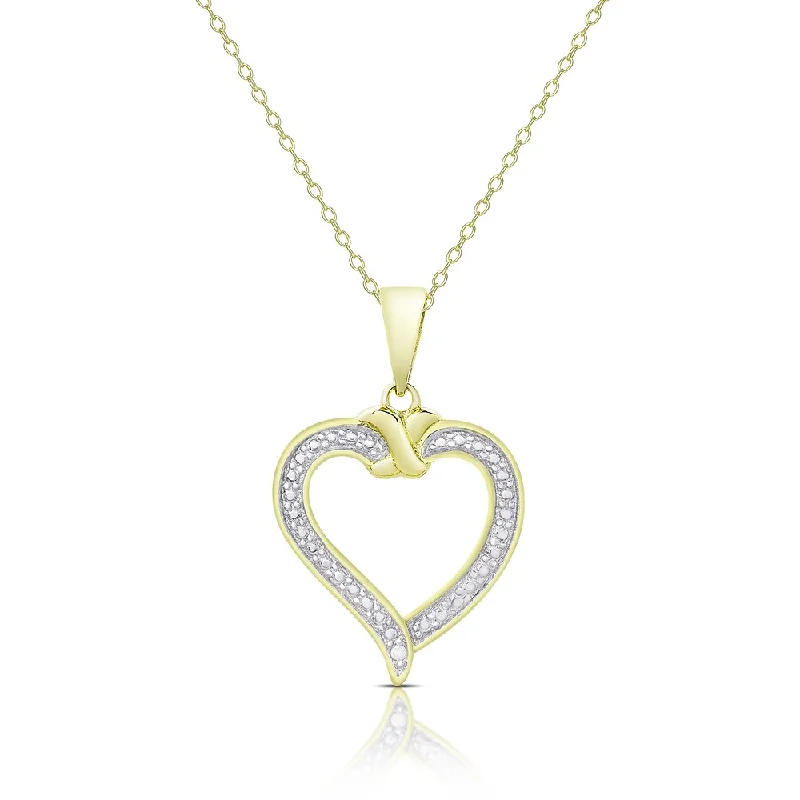 Glittering crystal necklaces-Finesque Gold Over Sterling Silver Diamond Accent Heart Necklace