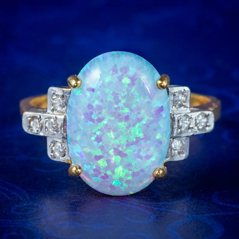 Woven cord rings-Art Deco Style Opal Cz Ring