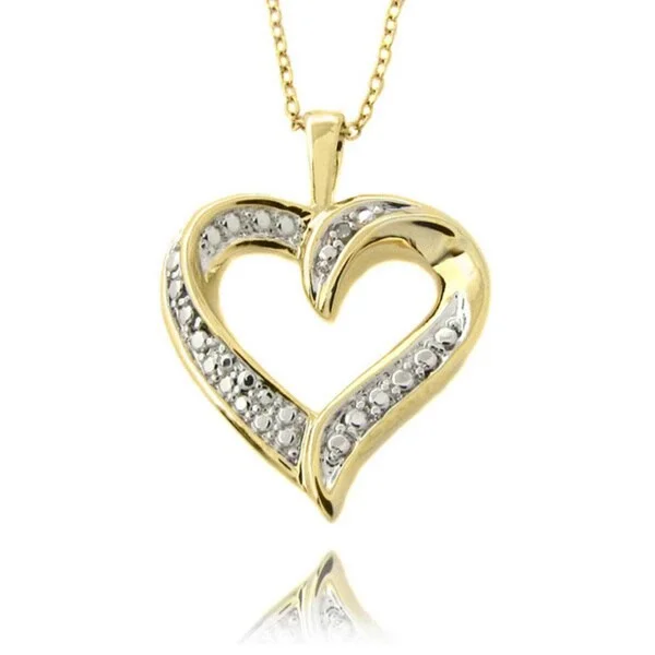 Bead braid necklaces-Pretty Plus 14k Yellow Gold Overlay Diamond Accent Heart Necklace