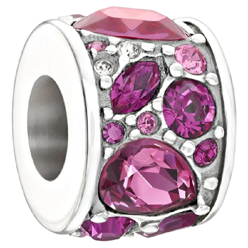 Square cut engagement rings-Silver bead - Mosaic - pink