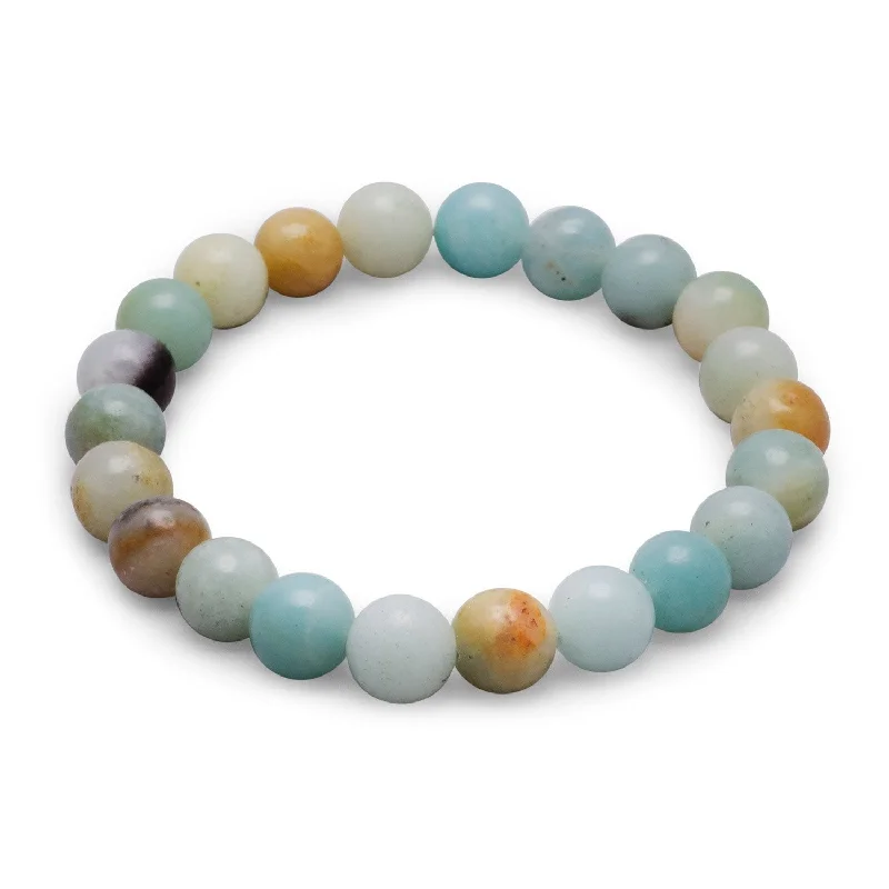 Fiber edge bangles-Amazonite Stretch Bracelet