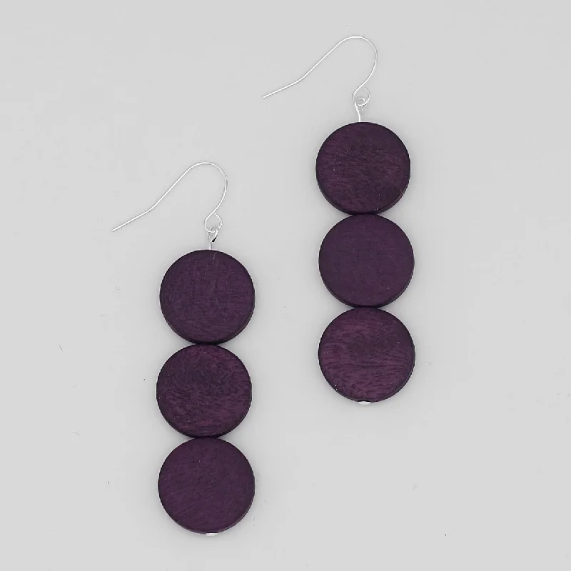 Thin pearl earrings-Purple Triple Bead Kira Earring