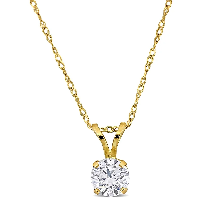 Bold art necklaces-Created Forever 1/2ct TW Lab-Grown Diamond Solitaire Necklace in 14k Yellow Gold