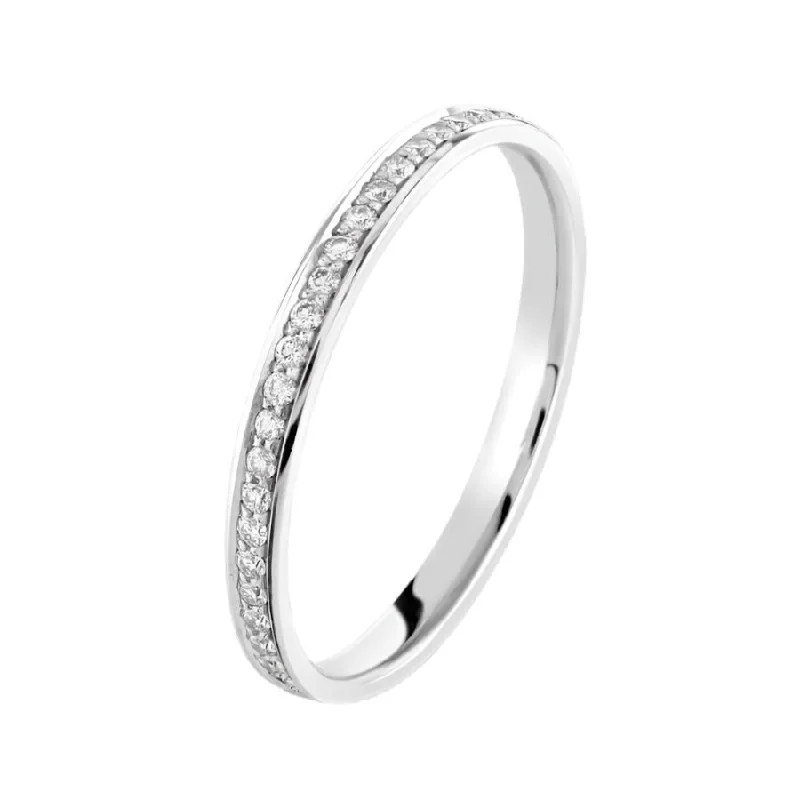 Cluster diamond engagement rings-0.18ct Round Brilliant Cut Diamond Channel Set 18ct White Gold Full Eternity Ring