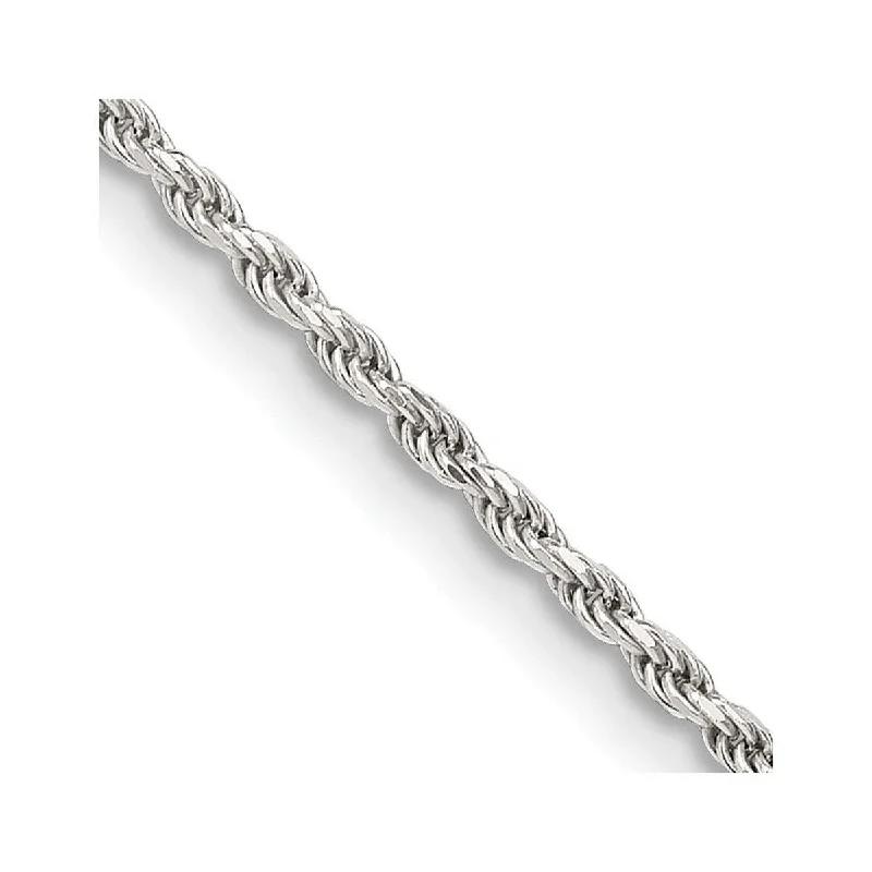 Bamboo braid necklaces-Curata 925 Sterling Silver Unisex 1.7mm Diamond Cut Rope Chain Necklace