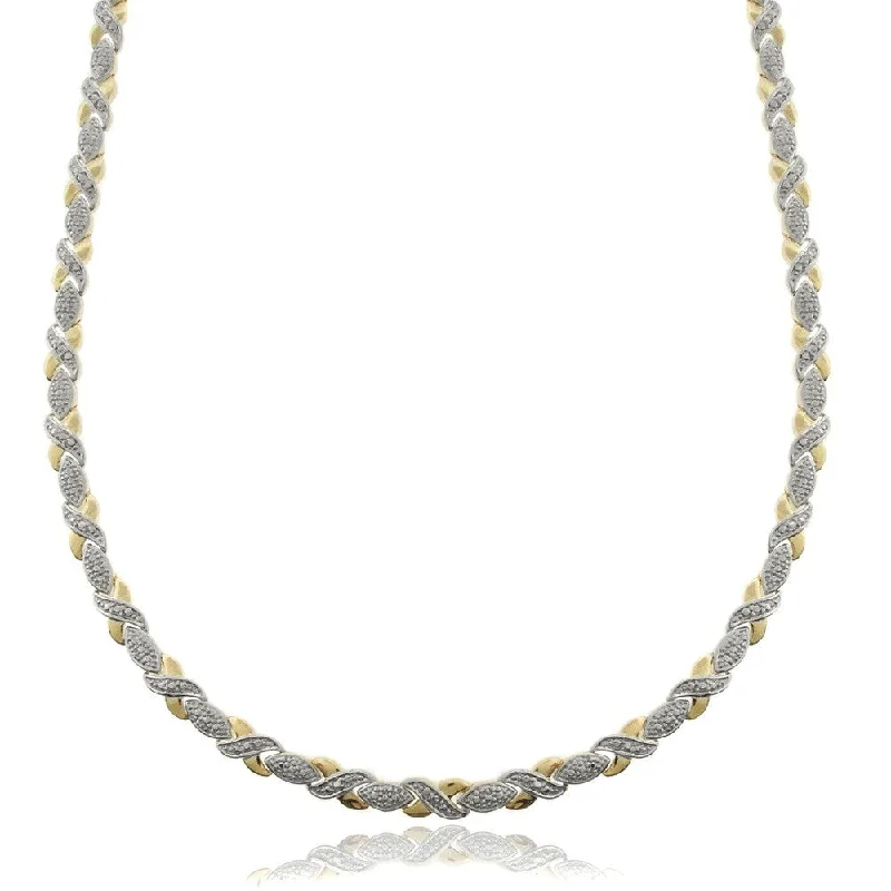 Tribal braid necklaces-Finesque Two-tone Silverplated Diamond Accent 'XO' Necklace