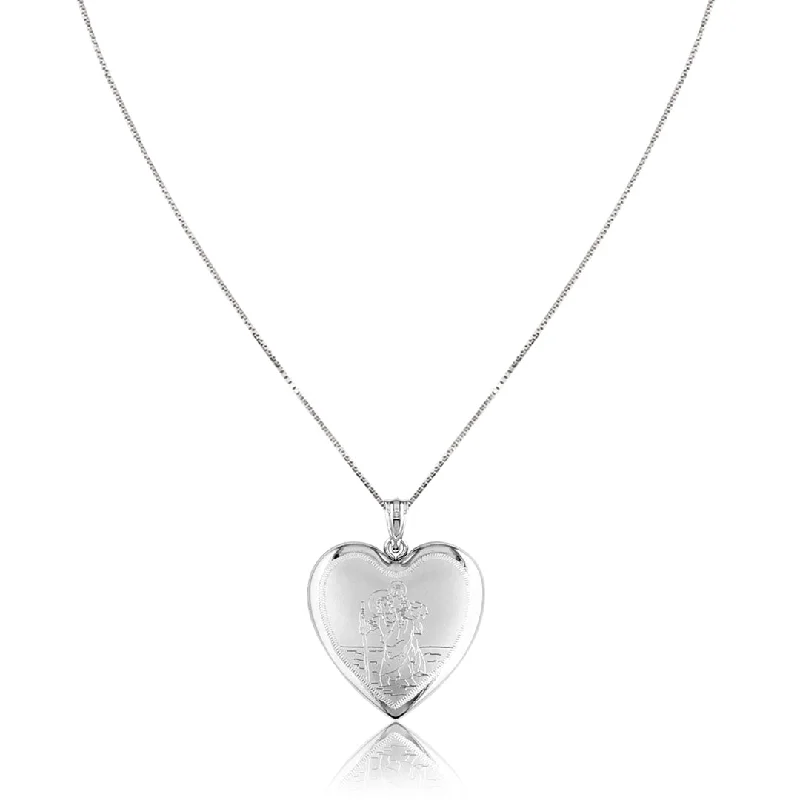 Elastic thread necklaces-Sterling silver st. Christopher heart locket necklace