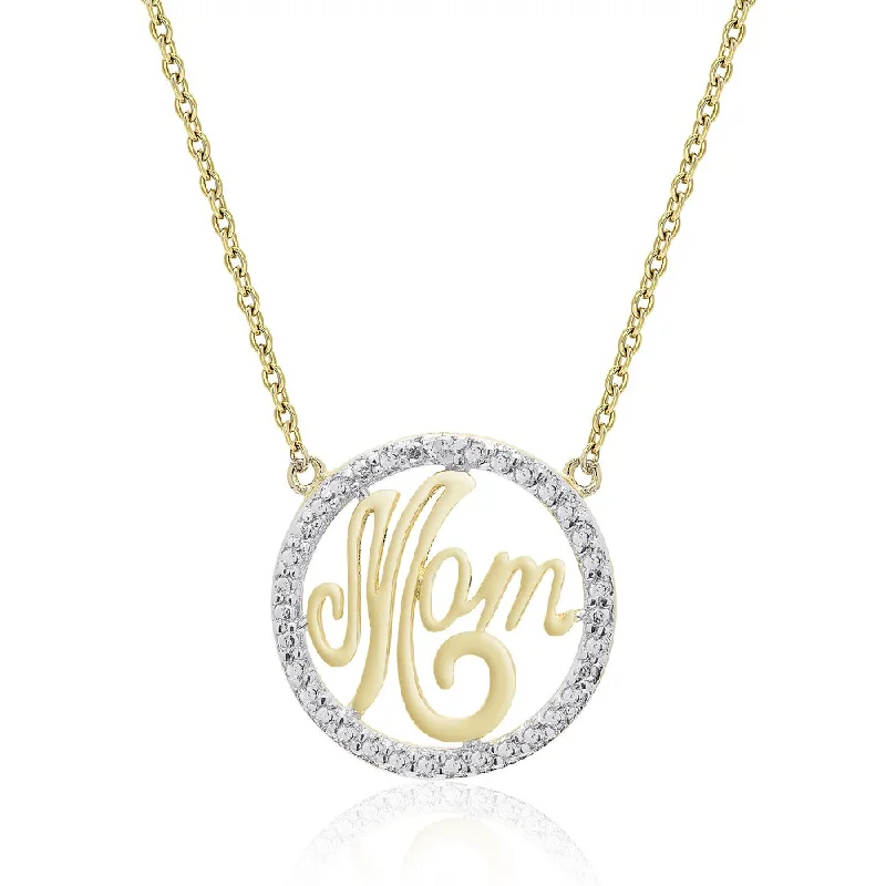 Lace charm necklaces-Finesque Gold Overlay Diamond Accent 'Mom' Necklace (I-J, I2-I3)